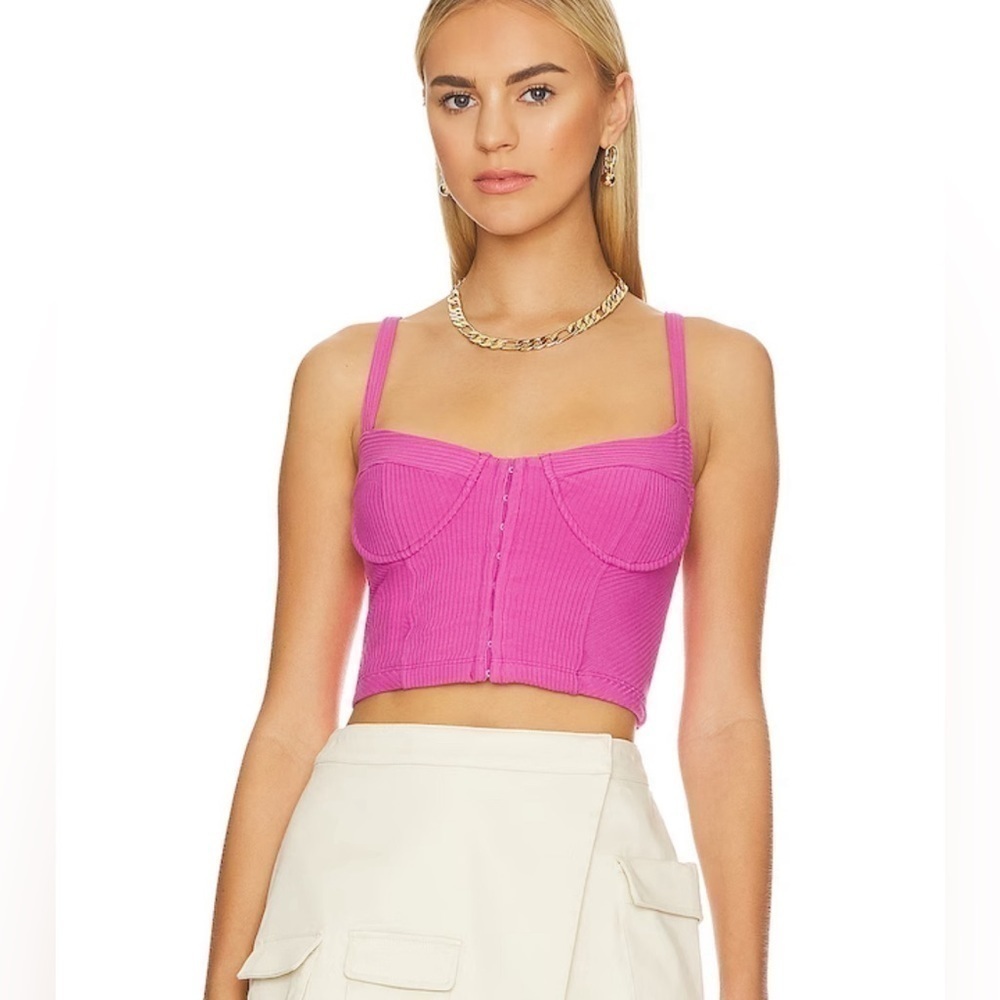 Jonathan Simkhai Dee Bustier Top in Opera Pink